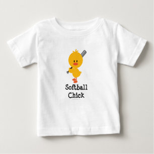 T-shirts T da criança do pintinho do softball