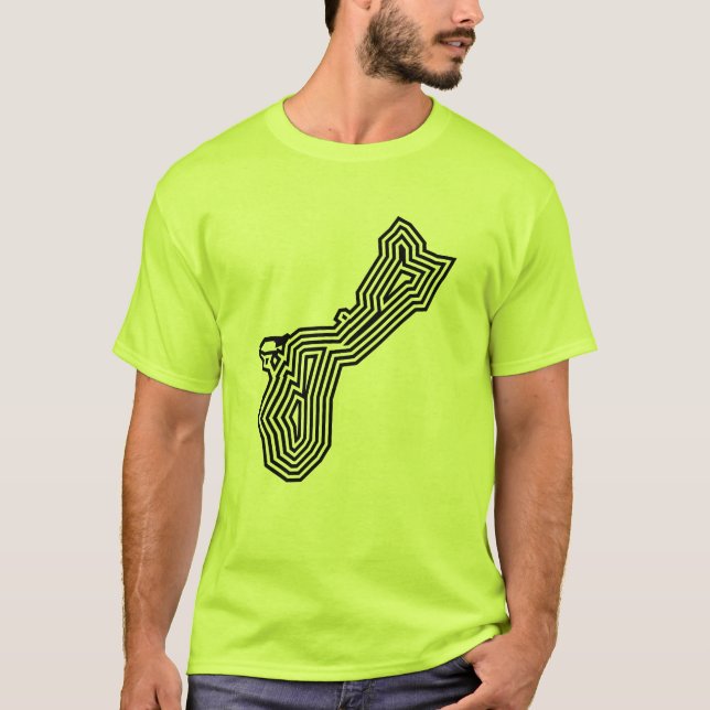 T-shirts T da explosão do preto de Guam (Frente)