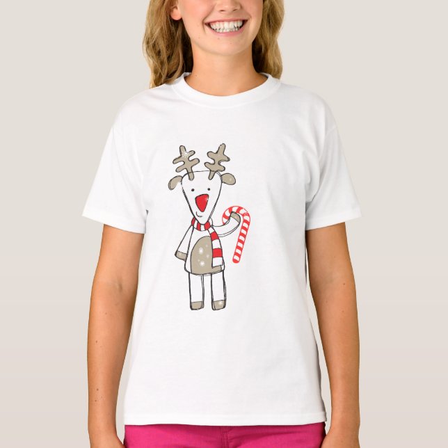 T-shirts T da rena do Natal (Frente)