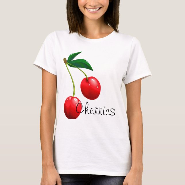 T-SHIRTS T DAS CEREJAS DAS MULHERES (Frente)