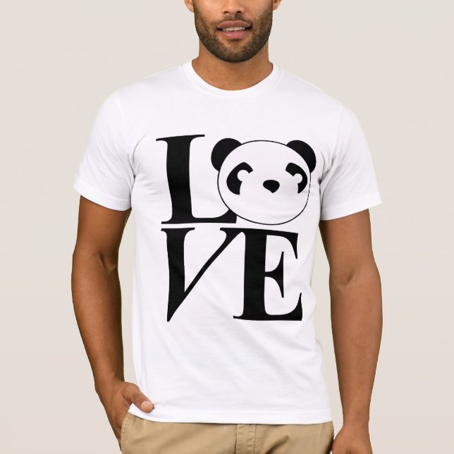 T-shirts T das pandas do amor no preto (Frente)