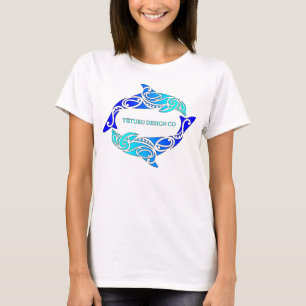 T-shirts T de Aihe (golfinhos) ou Hoodie - azul no branco