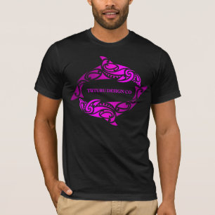 T-shirts T de Aihe (golfinhos) ou Hoodie - rosa no preto