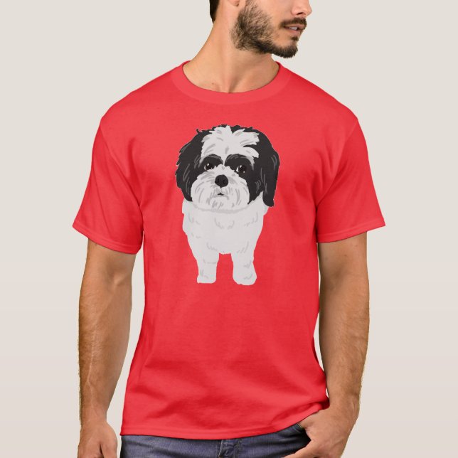 T-shirts T de Shih-Tzu (parte dianteira e bumbum) (Frente)