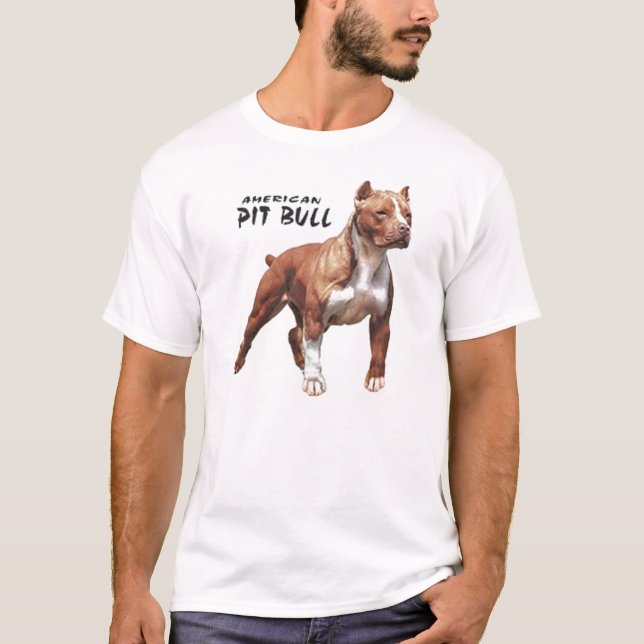 T-shirts T do branco do pitbull (Frente)
