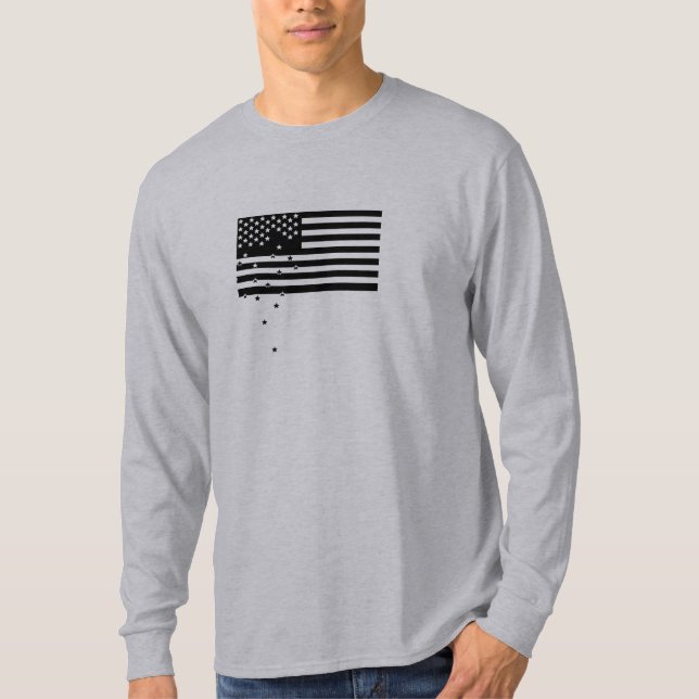 T-shirts T do cinza do OD das estrelas de queda (Frente)