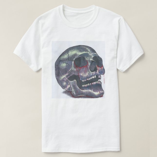 T-shirts T do crânio dos homens (Frente do Design)