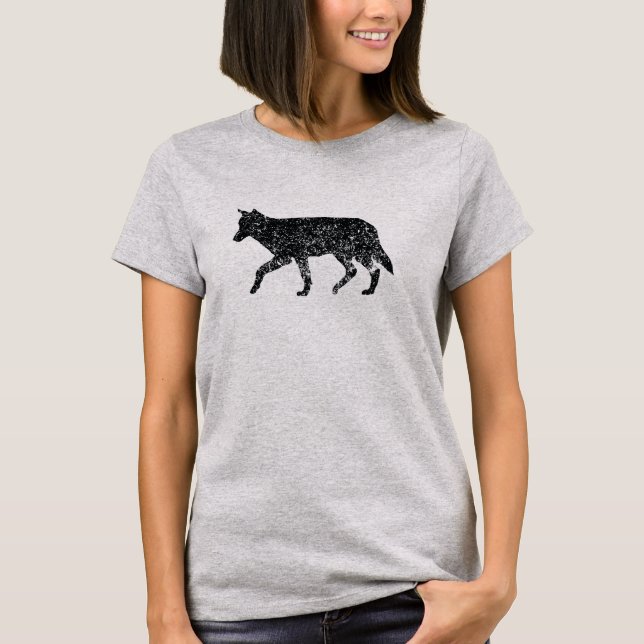 T-shirts T do lobo do Vintage-estilo (Frente)