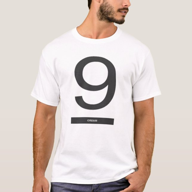 T-shirts T do logotipo do creme 9 (Frente)