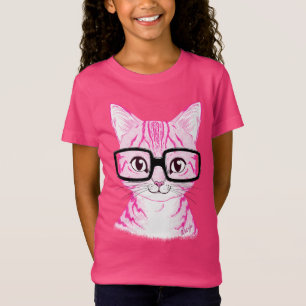 T-shirts T do plissado mão original da menina Nerdy tirada