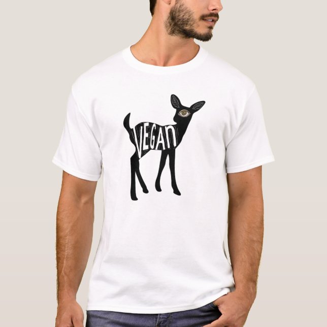 T-shirts T dos cervos do Vegan (Frente)