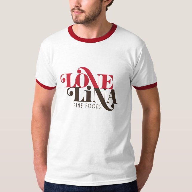 T-shirts T dos homens de Lina do amor (Frente)