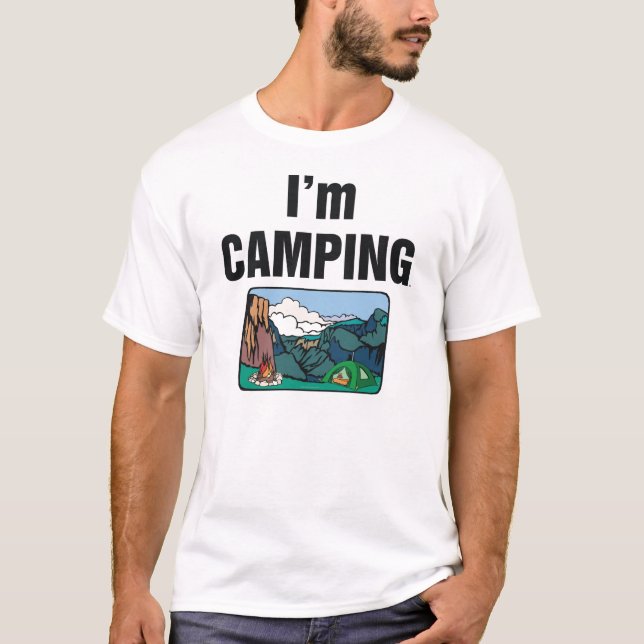 T-shirts T eu estou acampando (Frente)