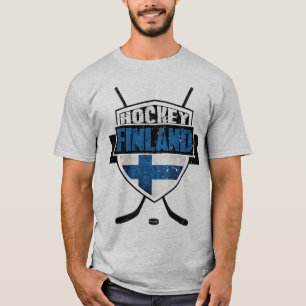 T-shirts T finlandês de Suomi do protetor do hóquei em ge