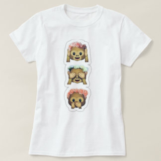 T-shirts T floral de Emojis do macaco