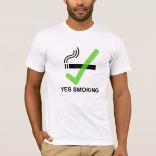 T-shirts T não fumadores SIM de FUMO V2 - branco do roupa