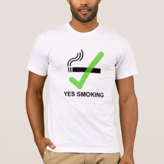 T-shirts T não fumadores SIM de FUMO V2 - branco do roupa