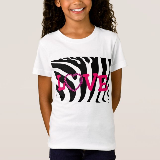 T-shirts T-parte superior do AMOR da zebra (Frente)