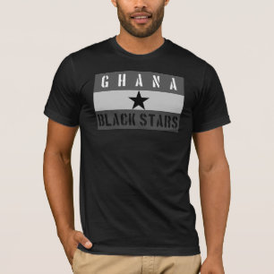 T-shirts T preto da bandeira das estrelas de Ghana