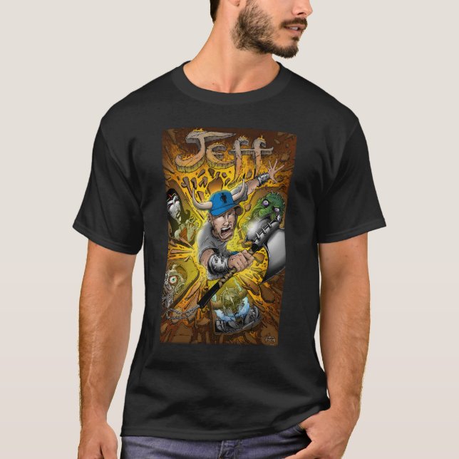 T-shirts T preto de Jeff (Frente)