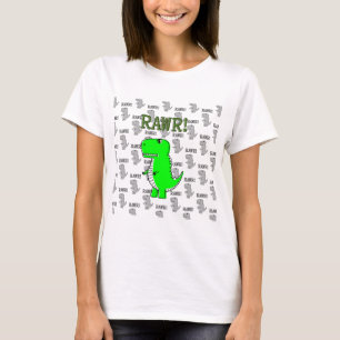T-shirts T-Rex Bonito e Irritado com Padrão Preto e Branco