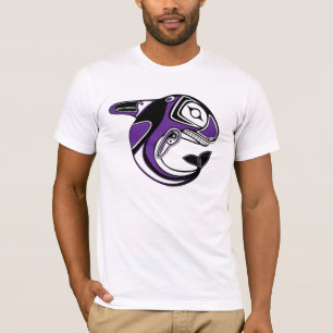 T-shirts T roxo do Totem da baleia dos homens