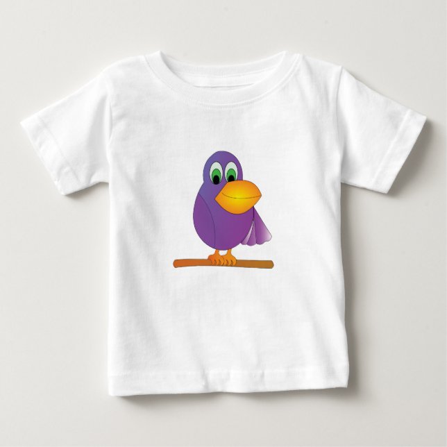 T-shirts T roxo feliz do bebê do papagaio (Frente)