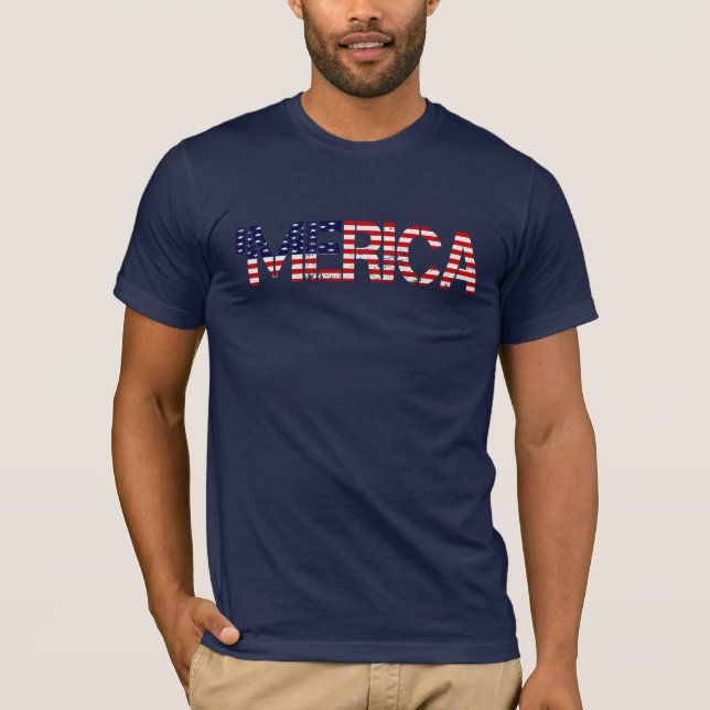 T-shirts 'T-shirt afligido da BANDEIRA de MERICA E.U. (Frente)