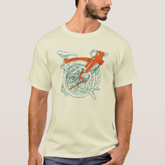 T-shirts T-shirt, azul e laranja da bicicleta de Brompton