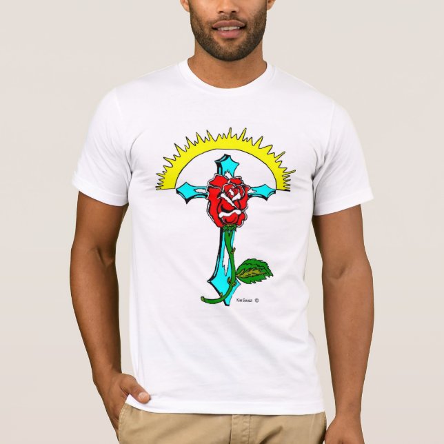 T-shirts T transversal cor-de-rosa (Frente)