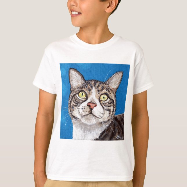 T-shirts Tabby Cat Painting (Frente)