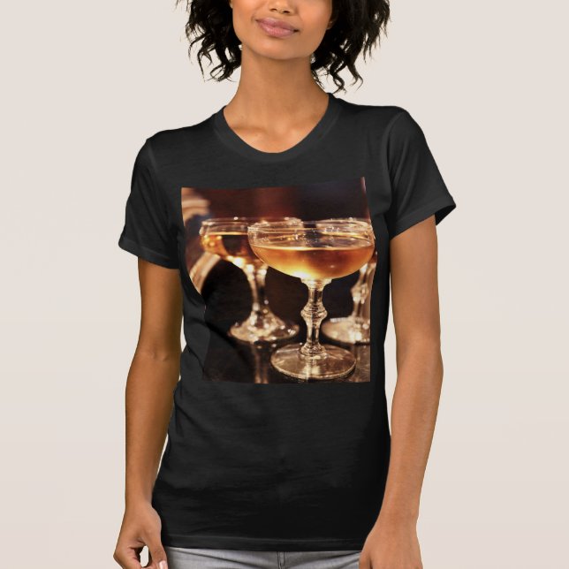 T-shirts taça de champanhe brinde dourado (Frente)