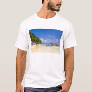 T-shirts Tailândia, Mar de Andamão. Passageiros em terra em