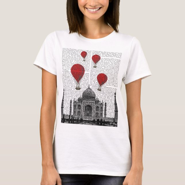 T-shirts Taj Mahal e Red Hot Air Balloons (Frente)