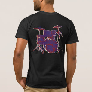 T-shirts Tambores de Rock Vermelho e Azul em Preto