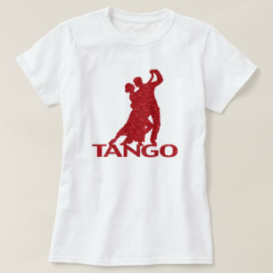 T-shirts Tango Ballroom Silhouette Red Faux Glitter