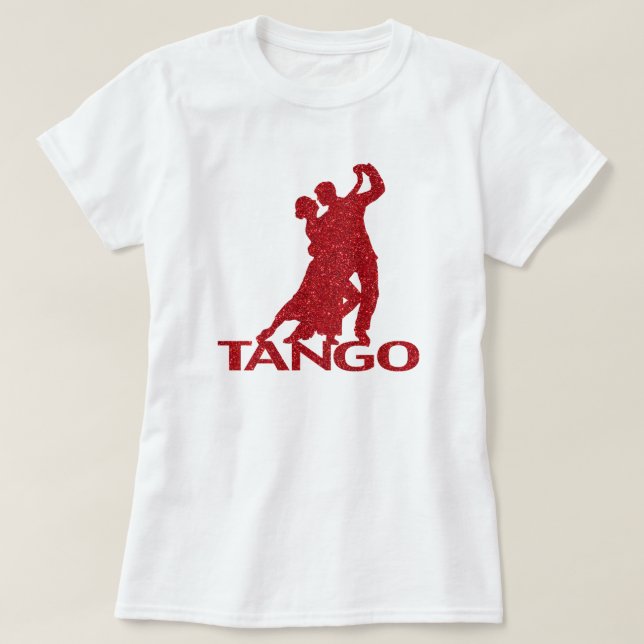 T-shirts Tango Ballroom Silhouette Red Faux Glitter (Frente do Design)