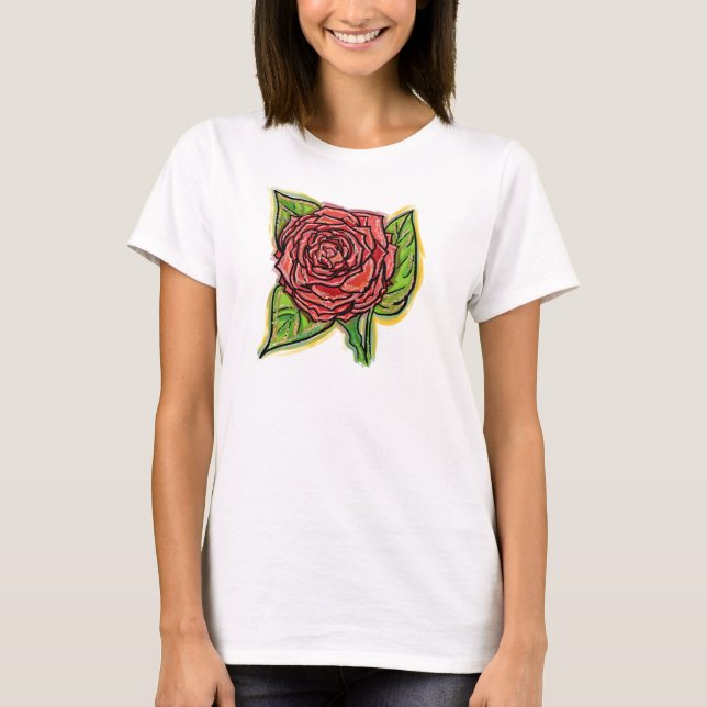 T-shirts tanque de rosa vermelha (Frente)