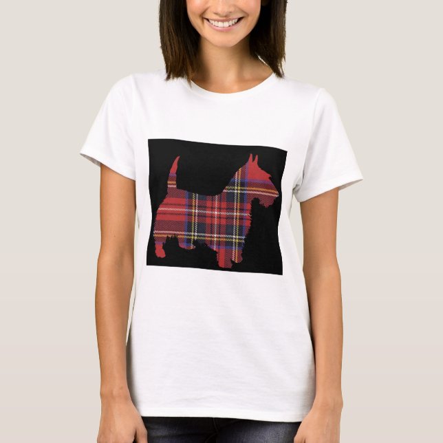 T-shirts Tartan do cão do Scottie (Frente)
