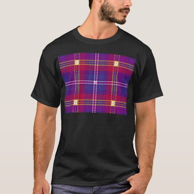 T-shirts Tartan,multicor,tendência,vermelho,roxo,amarelo,br (Frente)