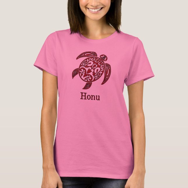 T-shirts Tartaruga de mar havaiana no vermelho (Frente)