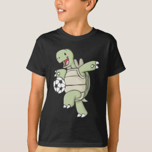 T-shirts Tartaruga feliz que joga o futebol