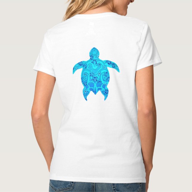 T-shirts Tartaruga Tribal de Honu Azul (Verso)
