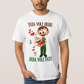 T-shirts Tata Voli Bebu (o pai ama o bebê) Bela (branco)