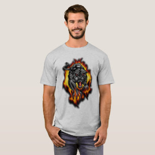 T-shirts Tatuagem de Animal Pantera Chamas,