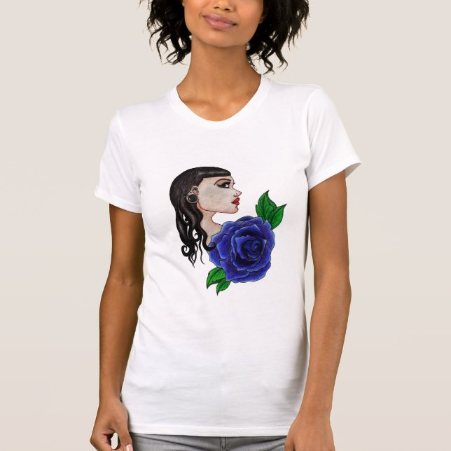 T-shirts tatuagem do rosa do azul (Frente)