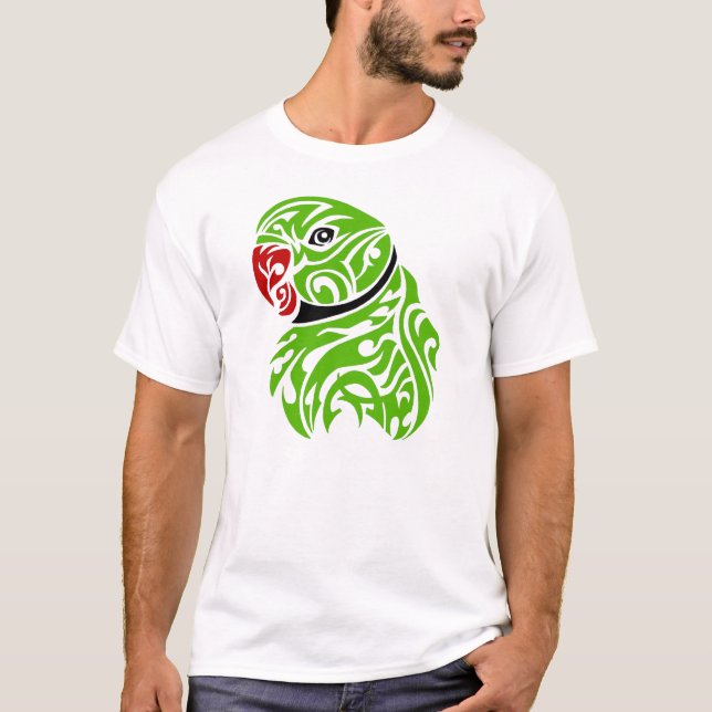 T-shirts Tatuagem verde do papagaio do ringneck (Frente)