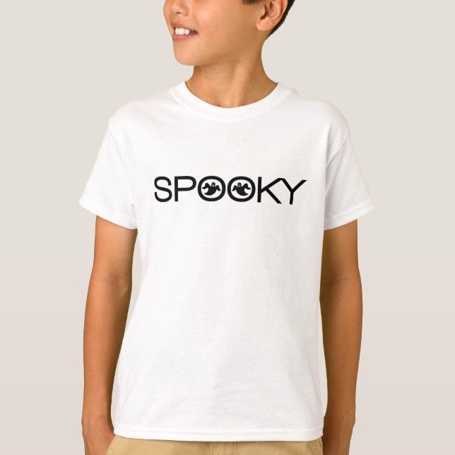 T-shirts Tee da Garota de Halloween Spooky Typografia (Frente)