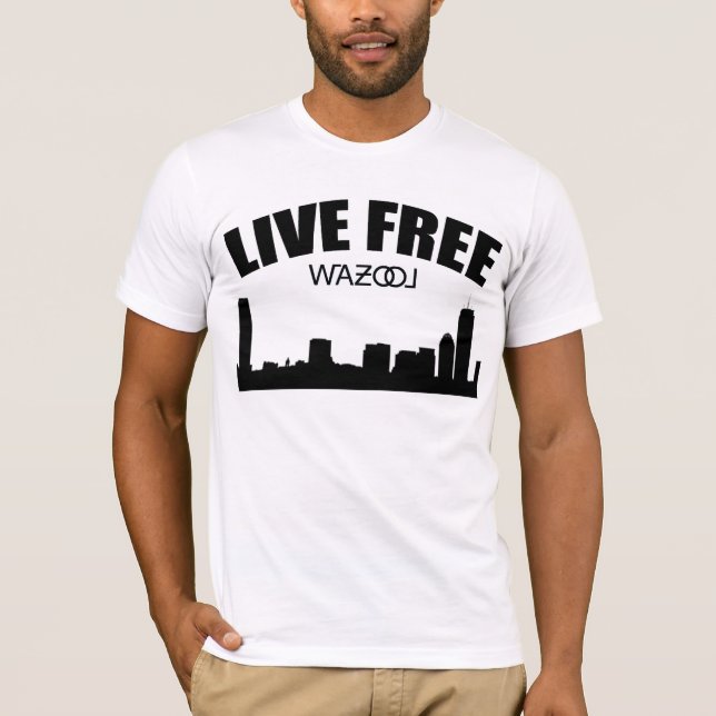T-shirts Tee da Linha Céu de Boston (Frente)