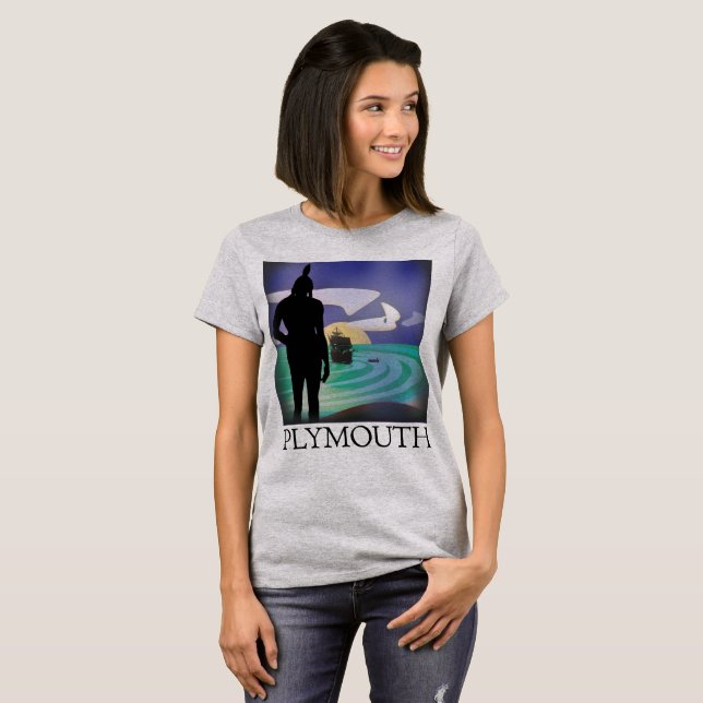 T-shirts Tee das Damas do Gaze de Plymouth Massasoit (Frente Completa)
